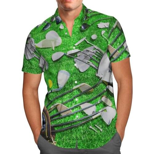 2021 New 3D Printing Golf Hawaii Green Shirts Men Summer Short-sleeved Beach Shirt Men Shirts Oversize Camisa Masculina 5XL