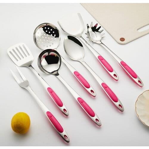 Kitchen Utensils Set Stainless Steel Cooking Tools Set of 1/2/7 PCS Kitchenware Rail Bar Skimmer Meat Fork Ladle Spatula Spoon