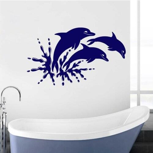 Bathroom Stickers Kids Room Docoration Dolphins Vinyl Wall Decal Marine Animals Ocean Mural Removable Home Decor Waterproof O202
