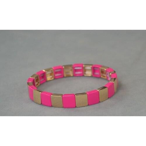 2021 new RA gold and red enamel square Elastic Bracelet Bohemian Street racket mix fashion