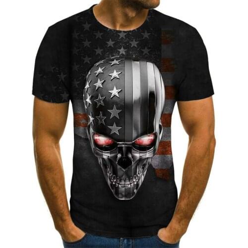 Punk 3D skull print sweat-absorbent breathable T-shirt O-neck fashion trend top streetwear hot-selling 2021 men