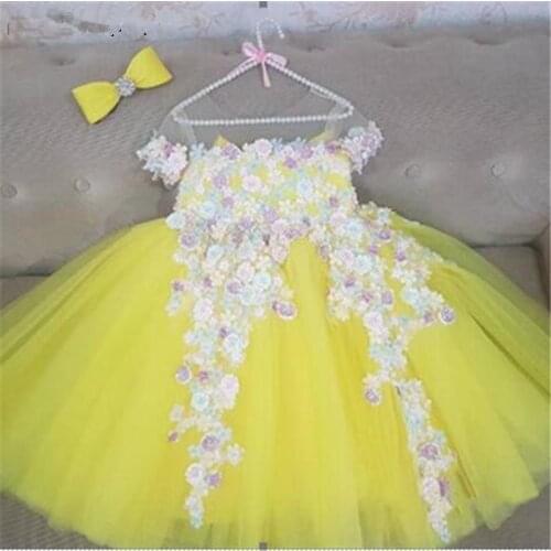 Flower Girl Dress For Wedding Childrens First Communion Gowns Baby Birthday Outfits Kids Party Birthday Gown