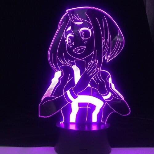 Anime My Hero Academia 3d Lamp Ochako Uraraka Light for Bedroom Decor Child Kids Birthday Gift Uraraka LED Lamp