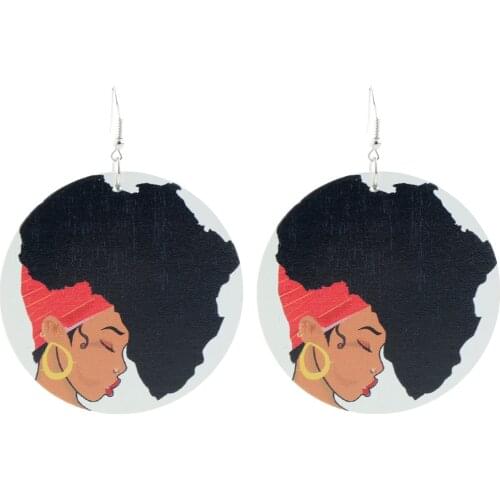 Natural Wooden Earring Unique 6 Style Pattern Charming India Tribe Jewelry