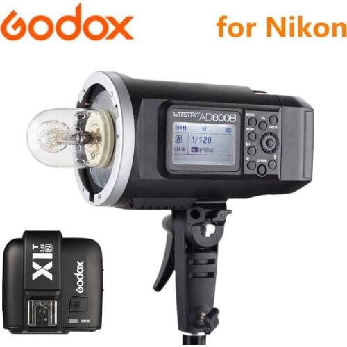 Godox AD600B 2.4G X System 8700mAh Li-Battery HSS TTL Bowens Mount Outdoor Flash + X1T-N transmitter for Nikon Camera