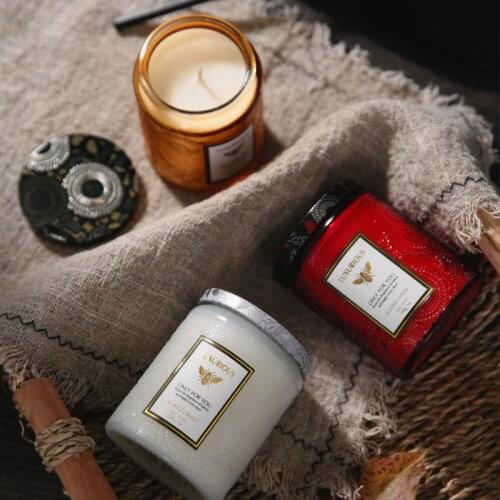 Glass Soy Candle Jar Lid Aromatherapy Smokeless Nordic Luxury Candle Wedding Creative Velas Aromaticas Home Decor DE50LZ