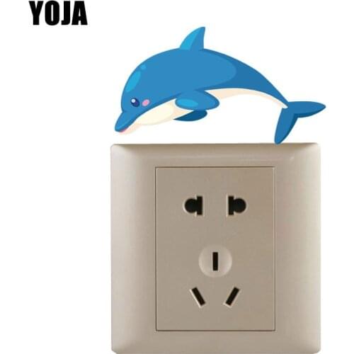 YOJA Lovely Blue Dolphin Wall Decal Switch Sticker PVC Coloured Living Room Bedroom Decoration 8SS0883