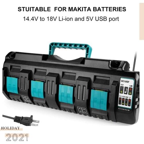 Battery Charger for Makita BL1820 BL1830 BL1850 BL1430 Power Tools Battery Charge Status DC18SF 4-Port 14.4V 18V 4X3A