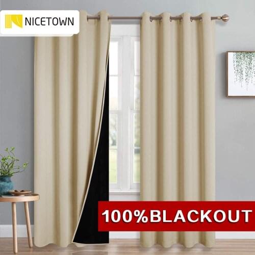 1 PC 100% Blackout Modern Thermal Fabric Grommet Curtains Drape Drapery For Windows Bedroom Decoration Treatments For