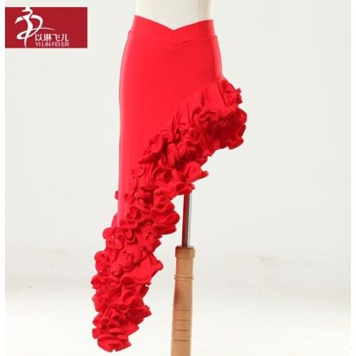 Women ladies black red purple blue ballroom dance skirt modern waltz standard flamenco dance skirts big swing skirts S8032