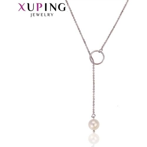 Xuping Fashion Necklace Exquisite Trendy for Women Elegant Style Temperamen Chain Imitation Pearl Jewelry Gift for 42254