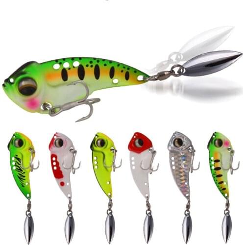 1PCS Fishing Spoon Bait VIB Metal vibration sequins Artificial 3D eyes Crank bait wobbler Spin jig Fishing tackle lure VIB Baits