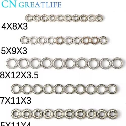 10PCS Ball Bearing 9x5x3mm 8x12x3.5mm 7x11x3mm 5x11x4mm for Rc Hobby Model Car 1-12 Wltoys 12428 A959 Parts 0092 0093 0094 0095