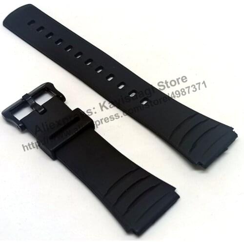 22mm Black Rubber Watch Band / Strap Comp. for Casio Databank DBC-32 , DBC-32C , DBC-32D