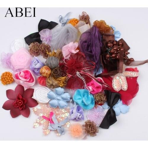 50pcs Multi Bows Flowers DIY Scrapbook Wedding Candy Box Gift Bags Decoration Sewing Garments Accessoies