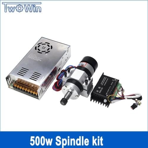 500W Brushless Spindle ER11 DC Spindle Motor Air Cooled CNC Rounter Motor+Stepper Motor Driver+ Power Supply+ 55MM Spindle Clamp