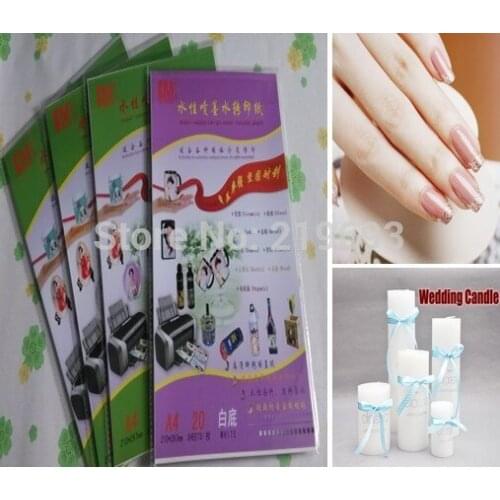 60 clear+20 white )A4 inkjet water slide transfer paper for print nails art