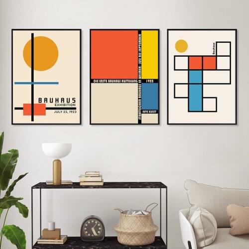 Abstract Minimalist Geometric Red Yellow Beige Vintage Poster Canvas Paintings Wall Art Print Picture for Living Room Home Decor