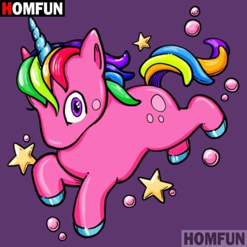 HOMFUN Diamond Painting Cross Stitch Pattern 5D Diamond Embroidery "Cartoon unicorn" Home Decor DIY diamond Art A15091
