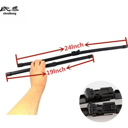 Free shipping car stickers Wiper blades for Volkswagen Passat B6 (2005-2012) 24"+19" fit push button type wiper arms only
