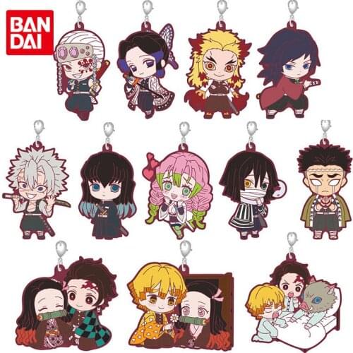 Bandai Genuine Gashapon Demon Slayer Character Model Kamado Tanjirou Kamado Nezuko Rubber Pendant