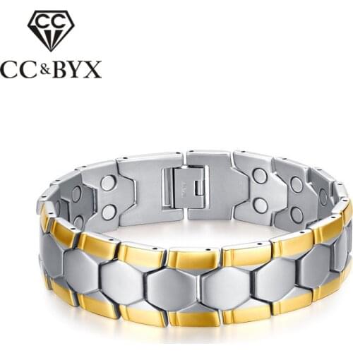 CC Bracelets For Men Double Row Magnet Fashion Jewelry 18mm Stainless Steel Personality Bangles Accessories Bransoletka BR-003