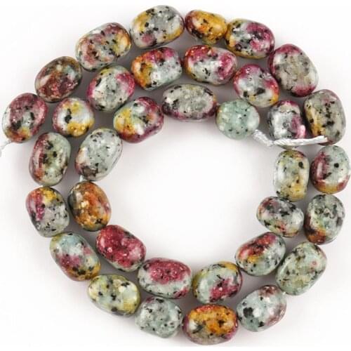 8x10mm Natural Irregular Green Red Spot Stone Loose Spacer Jaspers Beads For Jewelry Making Diy Handmade Bracelet Necklace 15"