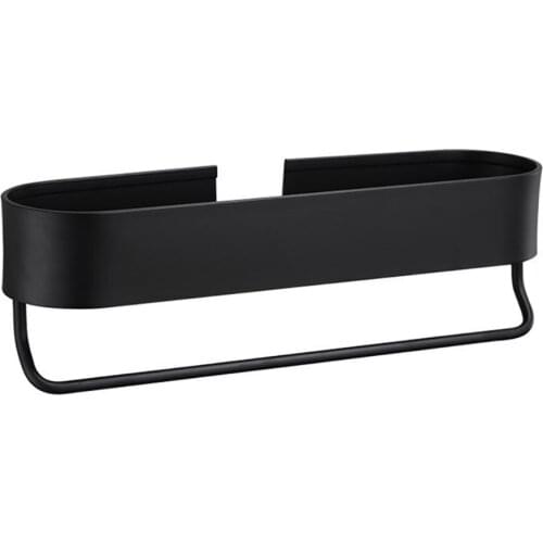 Space aluminum Black Bathroom Shelves Kitchen Wall Shelf Shower Storage Rack Towel Bar Bathroom Accessories 30-60 cm Length