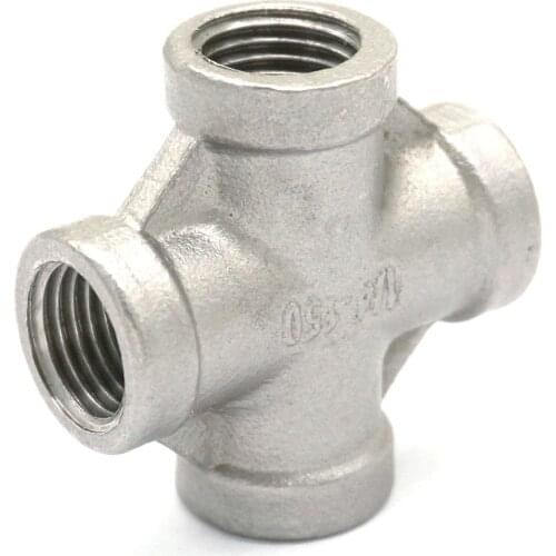 1/4" BSP Female 304 Stainless Steel Cross 4 Way Connector Pipe Fitting water oil air