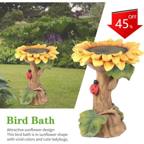 Bird Bath Feeders Bowl for Outdoors, Standing Sunflower Wild Bird feeders Stakes Decor for Garden Yard Decorations