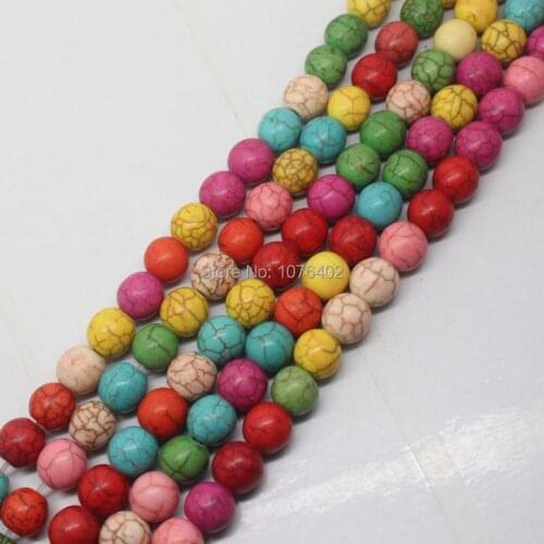 Mini. order is $7! Wholesale 50 pcs! 8mm Multicolor Turquoises Round Loose Beads