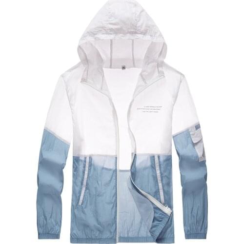 Men`s windbreaker Summer Sun protection jacket Thin casual hooded coats men Quick Dry Skin jackets clothing M-4XL