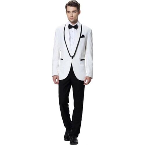 High-end custom Mens bussiness suits White three-piece Groom Wedding best man suit dancing party formal suits(jacket+pants+tie)