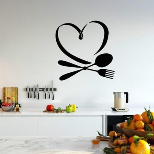 Kitchen Wall Decals Spoon and Fork Decal Cafe Vinyl Sticker Removable Modern Home Decoration Art Mural Wallpaper D948