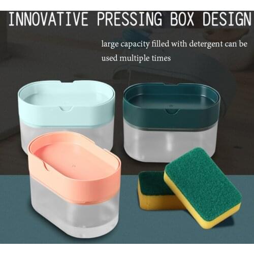 New Kitchen Dishwashing Brush and Dishwashing Liquid Automatic Device Presses Out the Liquid Scouring Pad Brush Dish Soap Box