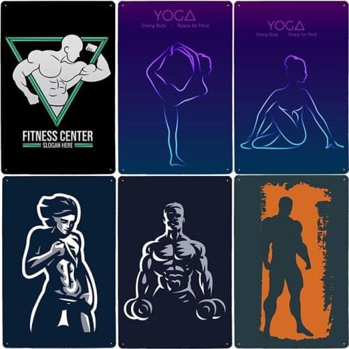 Fitness Exercise Tin Sign Vintage Metal Gym Plaque Sport Poster Pub Bar Gym Wall Decorative Plate Home Decor 20x30cm
