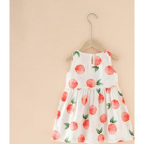 2-6 Years Old Girl Sweet Cartoon Pattern Dress 2021 Summer New Style Childrens Cotton Sleeveless Round Neck Casual Long Skirt
