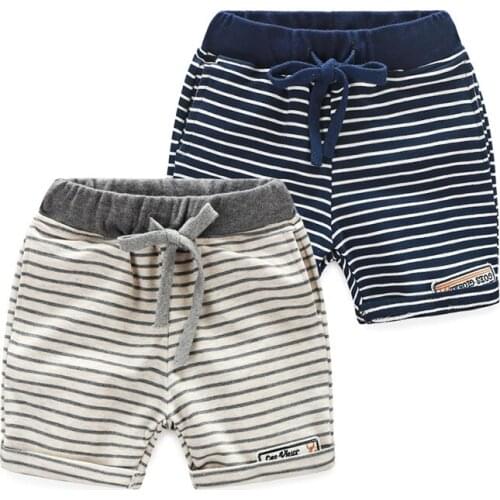 2019 New pattern boy girl striped shorts Leisure Korean cotton Letter Child pants baby trousers Beach pants Summer wear clothes