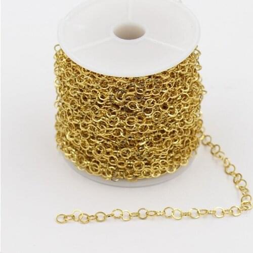 20m/piece (5mm diameter 0.6mm thick) Gold-plated welding stainless steel circle link chains for DIY bracelet necklace fitting