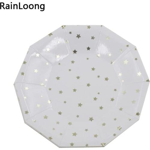 [RainLoong] Disposable Star Gold Foil Paper Plates 7" Tableware For Party Supplies Decoration