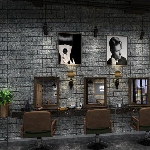 Retro 3D cement gray brick wallpapers antique brick restaurant living room barber shop clothing store обои для стен в рулонах