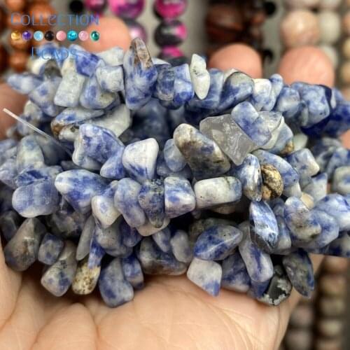 Natural Irregular Blue Spot Stone Loose Spacer Round Bead For Jewelry Making DIY Bracelets Accessories Wholesale 15