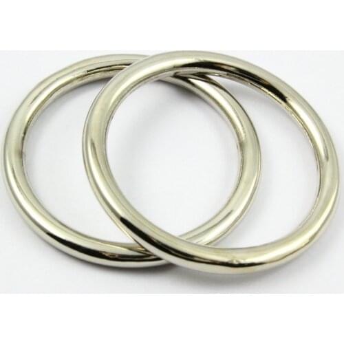 25 Pieces 40mm Nickel Color Welded Metal O Ring Purse Bag O Ring