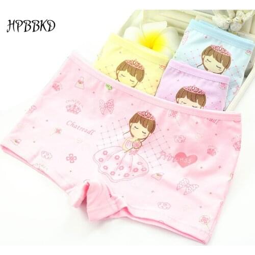 HPBBKD 12pcs/lot Girl Cartoon Panties Cotton Children Breathable Underwears Boxer Panties For Girls Kids Shorts Pants GU188
