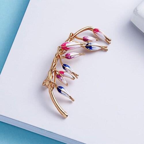 High Quality Creative Wild Plant Safty Pins Orchid Painting Oil Flower Atmospheric Brooch Art Tools