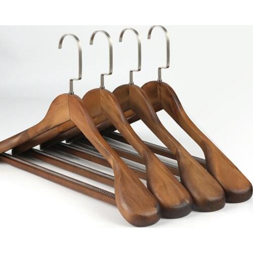High-Grade Wide Shoulder Wooden Coat Hangers - Solid Wood Suit Hanger Shoulder Hotel Home Smooth Store For Home G2