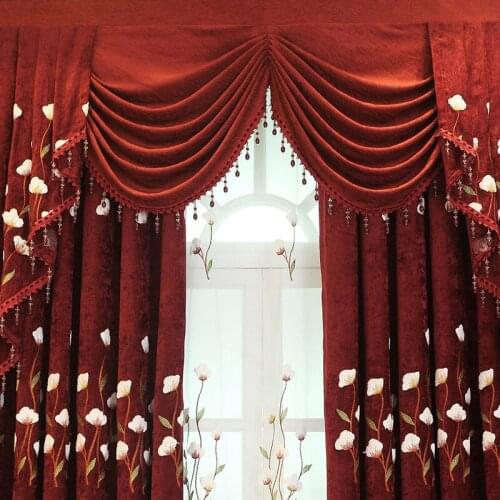 Customized Curtains New Modern Minimalist for Living Room Bedroom Chenille Embroidered Blackout Curtains Tulle High-end Valance
