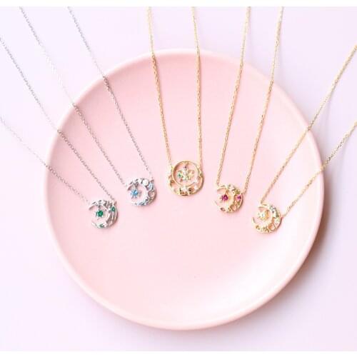 Anime Jewelry 925 Sterling Silver Sailor Necklace Pendant For Women Sweater Necklace Birthday Gifts For Girls Cosplay Props