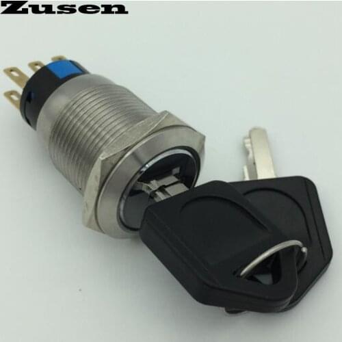 Zusen 19mm NEW ZS19F-22Y/31/S 3 position lock Metal Key Switch