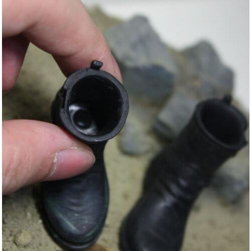 1/6th Black High Boots Shoes Model Toy For 12" Male Body